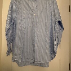 Blue and White Striped Button-Up Shirt